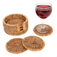 Artifacts Trading Co. Rattan Round Coasters with Box | The